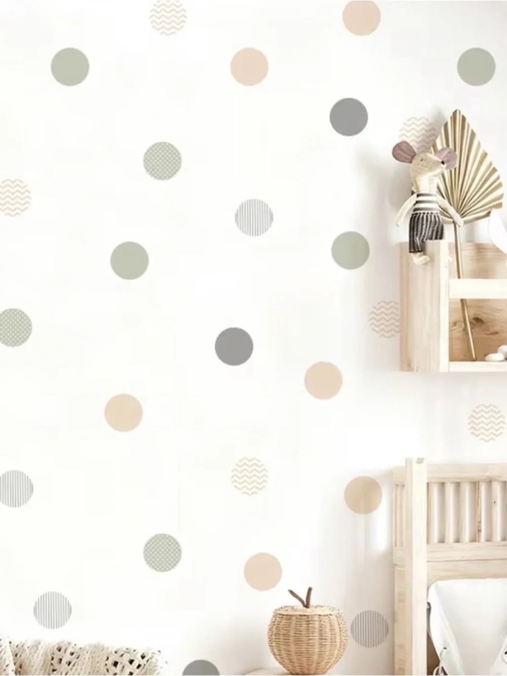 Neutral Polka Dot Wall Decals - Sage, Beige & Gray 3 sheets